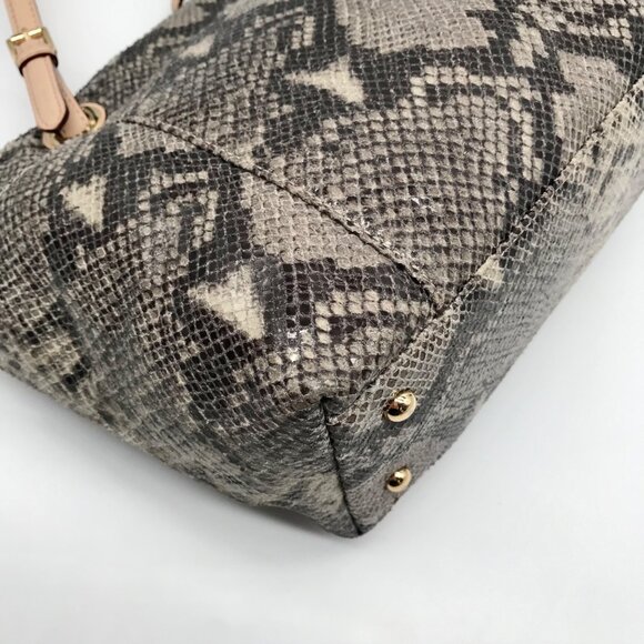 Michael Kors Gray Python Embossed Leather Shoulder Bag - Picture 6 of 10